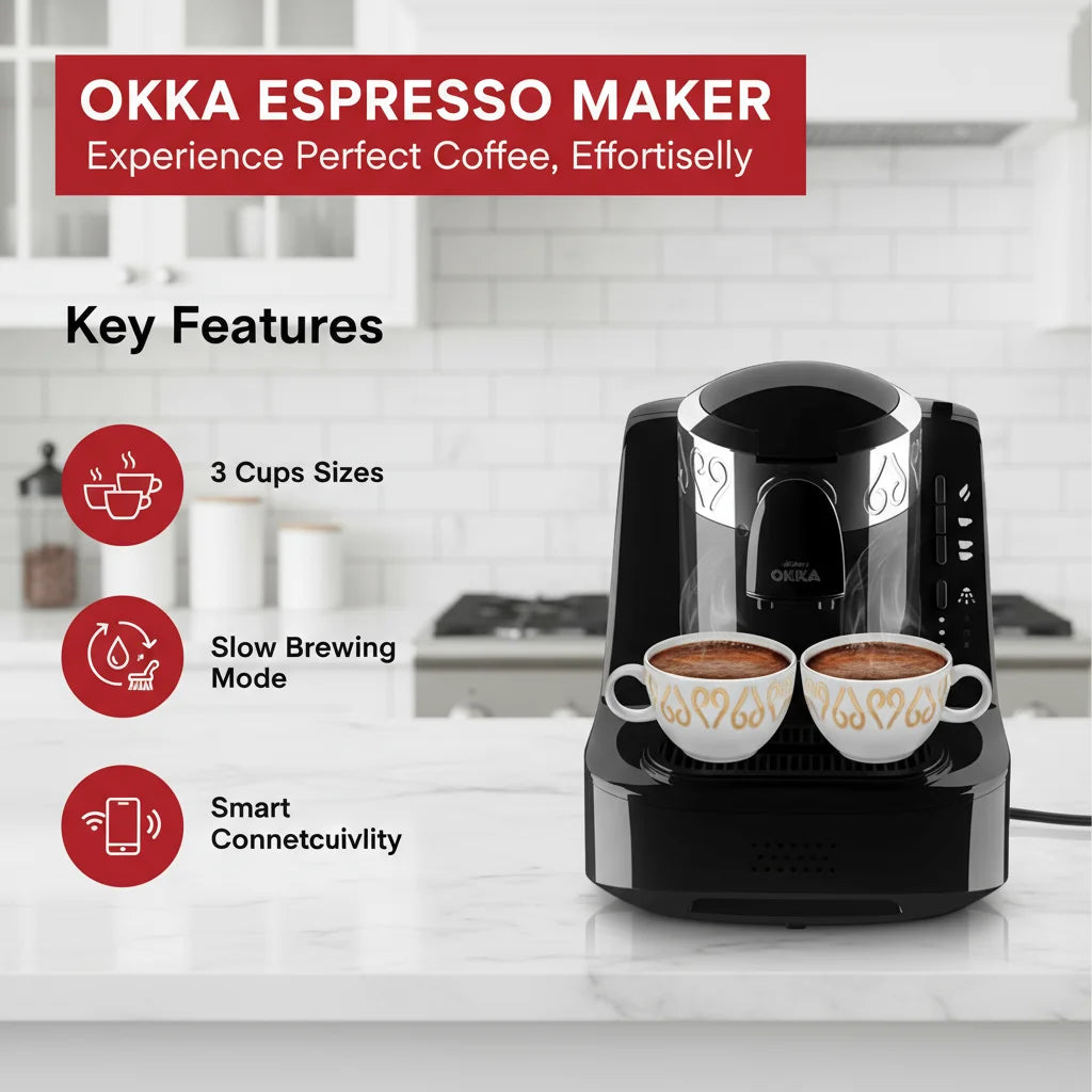 Arzum OKKA Automatic Turkish Coffee Machine – Black, Chrome